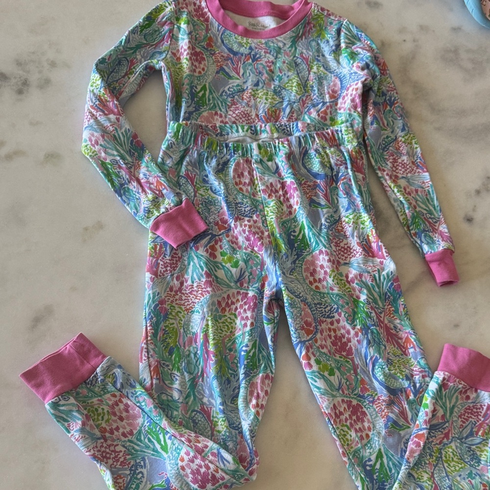 Lilly Pulitzer Pink, Blue, Green Floral Kids Pajama Set